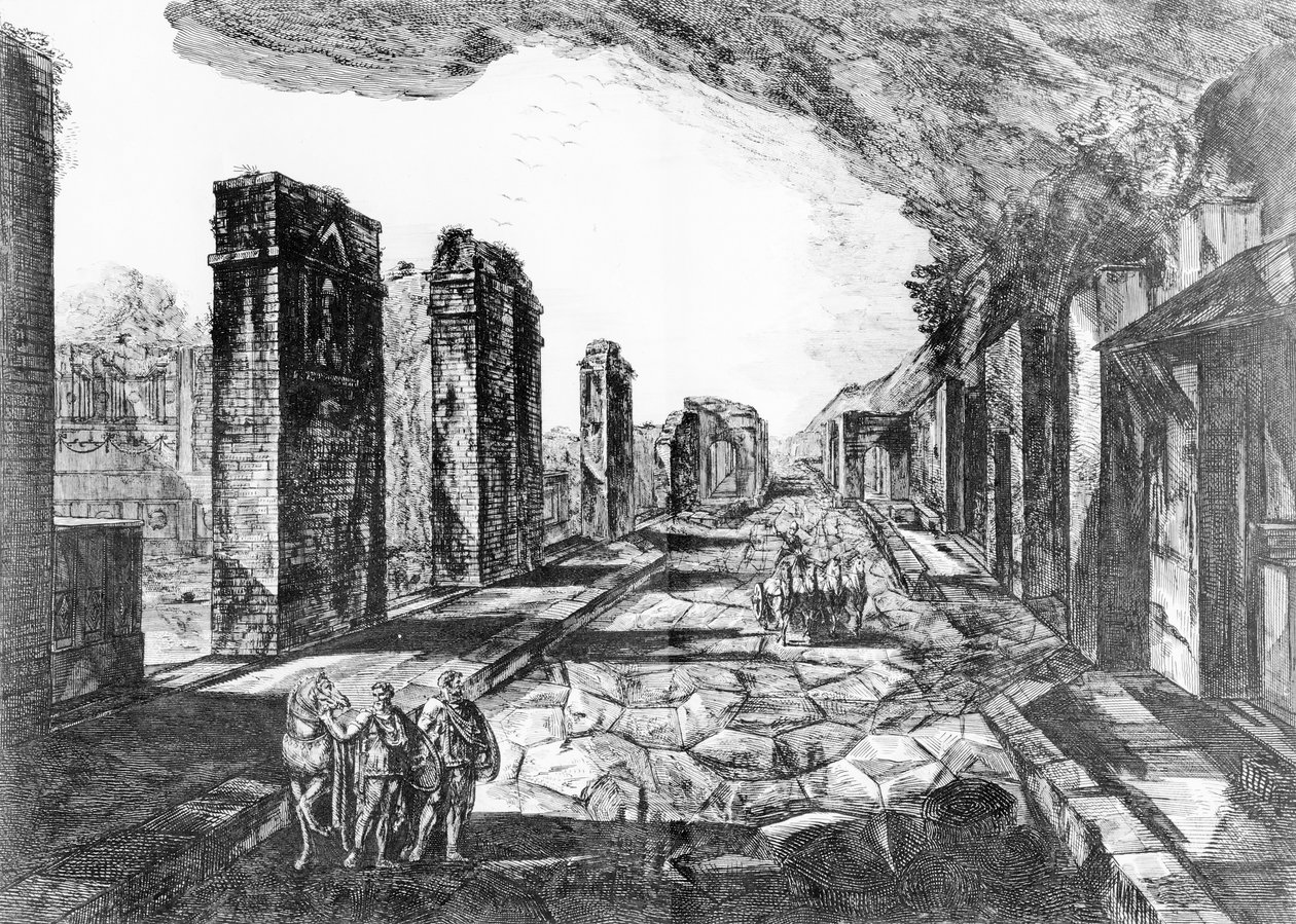 Pompeii Tavernasının Priapus Dükkanı Tabelası ile Görünümü, G.B. Francesco Piranesi (1758-1810) 1804 tarafından oyulmuş Piranesi by Giovanni Battista Piranesi