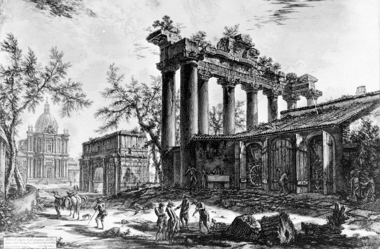 Septimius Severus Kemeri ve Santa Martina Kilisesi ile Concord Tapınağı