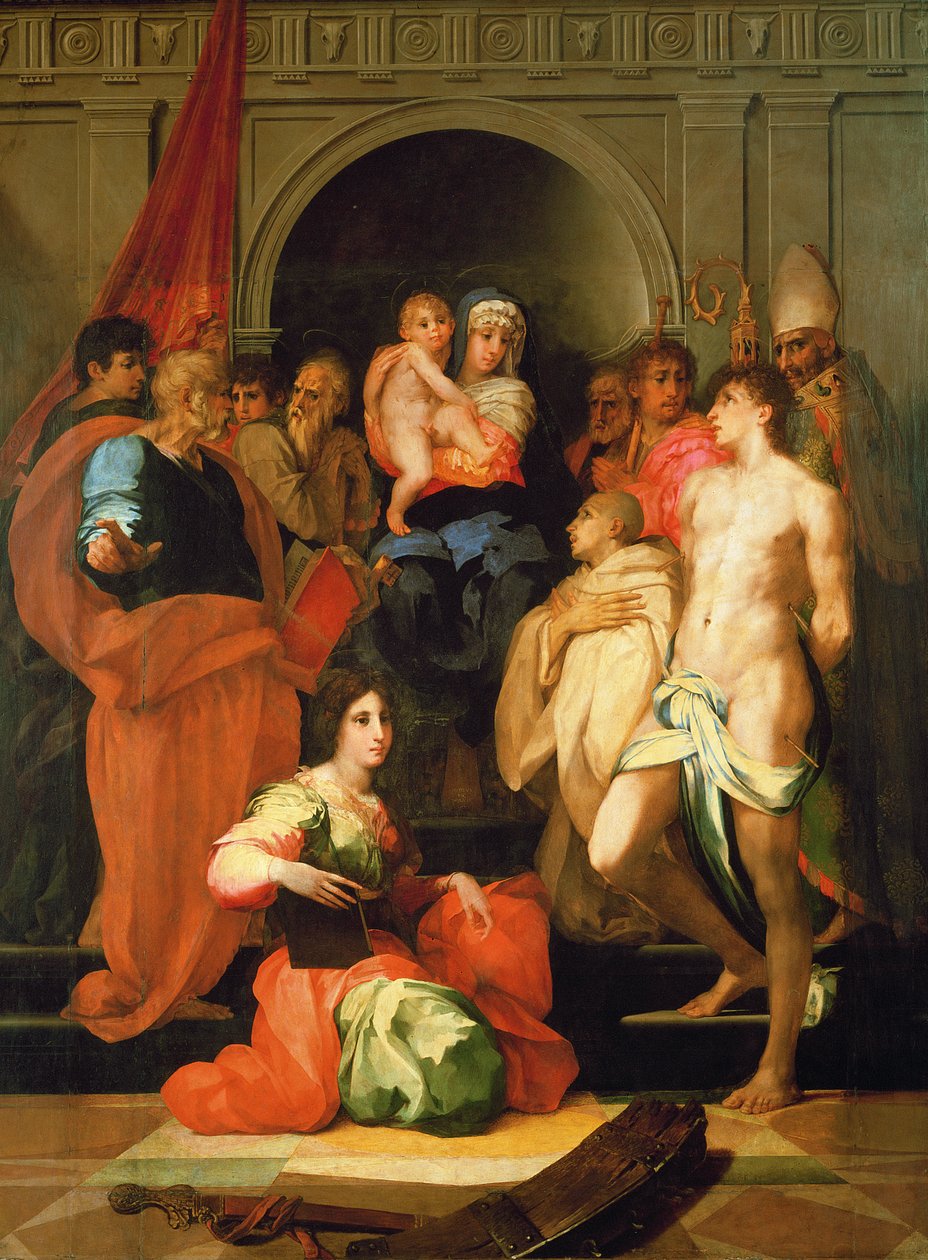 Madonna, On Aziz ile Taht Edildi by Giovanni Battista Rosso Fiorentino