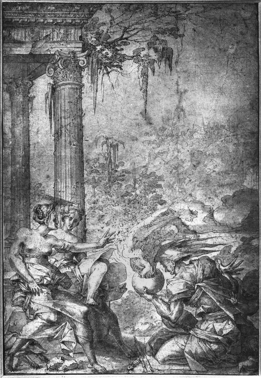 Sihirli Sahne (kağıt üzerine mürekkep) by Giovanni Battista Rosso Fiorentino