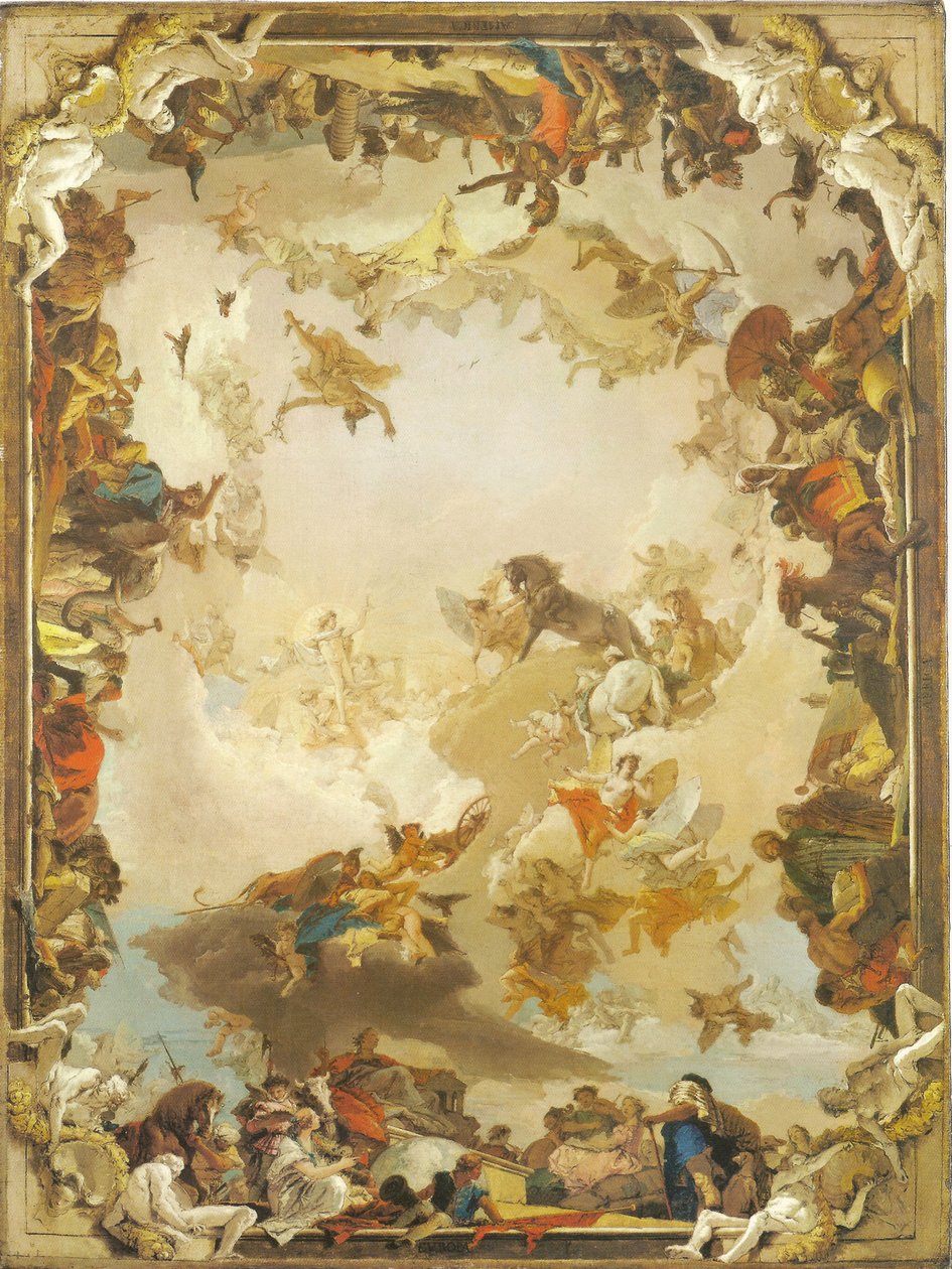 Apollo ve dört kıta by Giovanni Battista Tiepolo