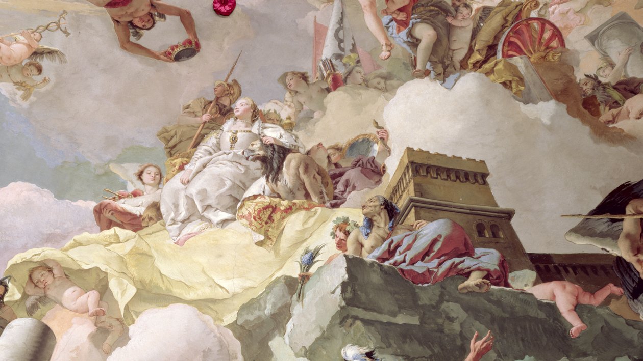 170577 İspanyol Monarşi fresk detayının Apotheosis by Giovanni Battista Tiepolo