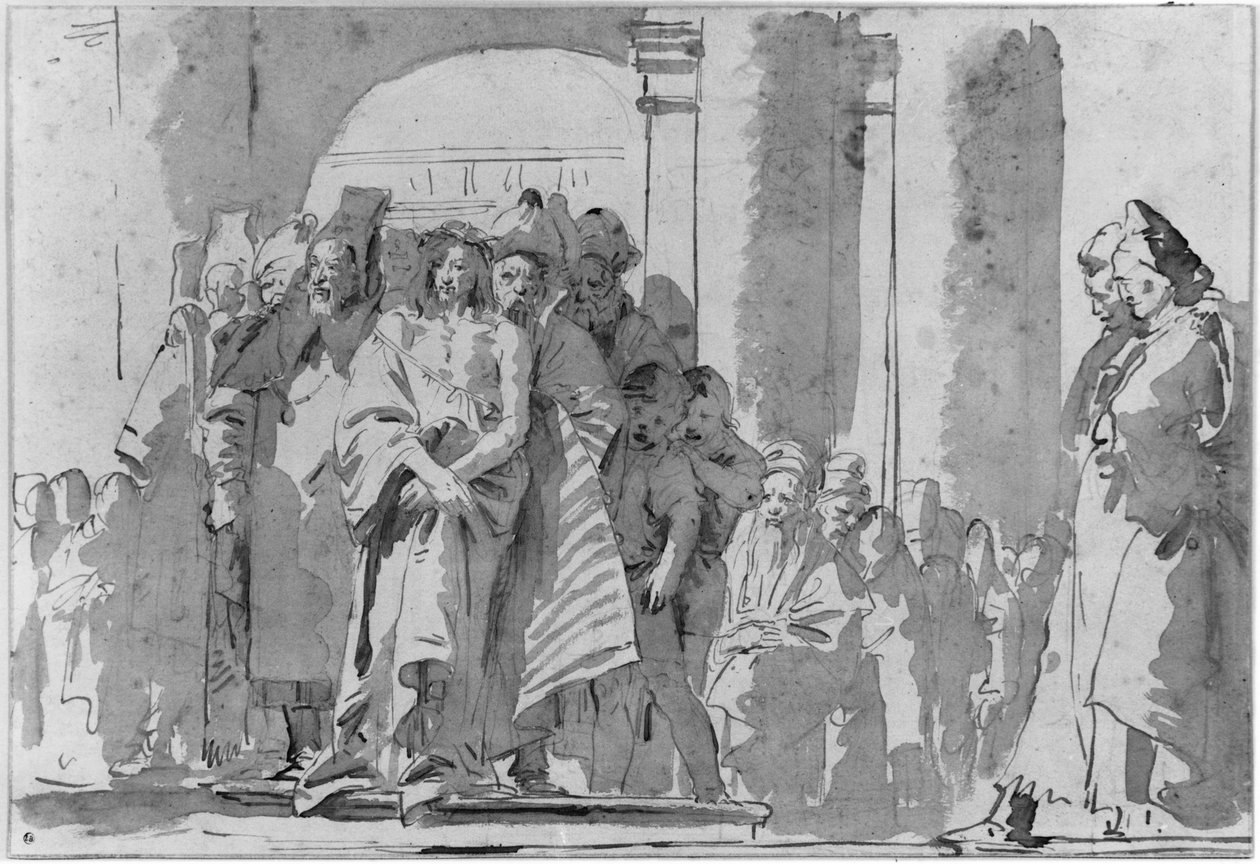 Ecce homo (kalem ve mürekkep ve kağıt üzerinde yıkama) by Giovanni Battista Tiepolo