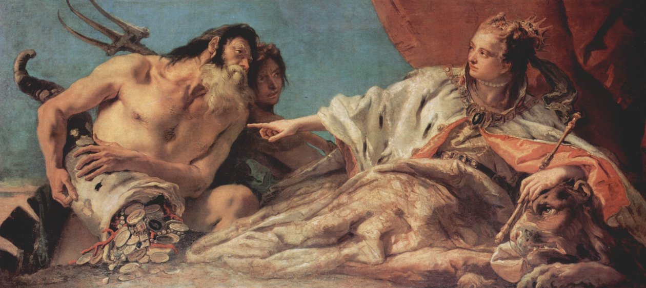 Neptün, Venedik şehrine teklifler sunuyor by Giovanni Battista Tiepolo