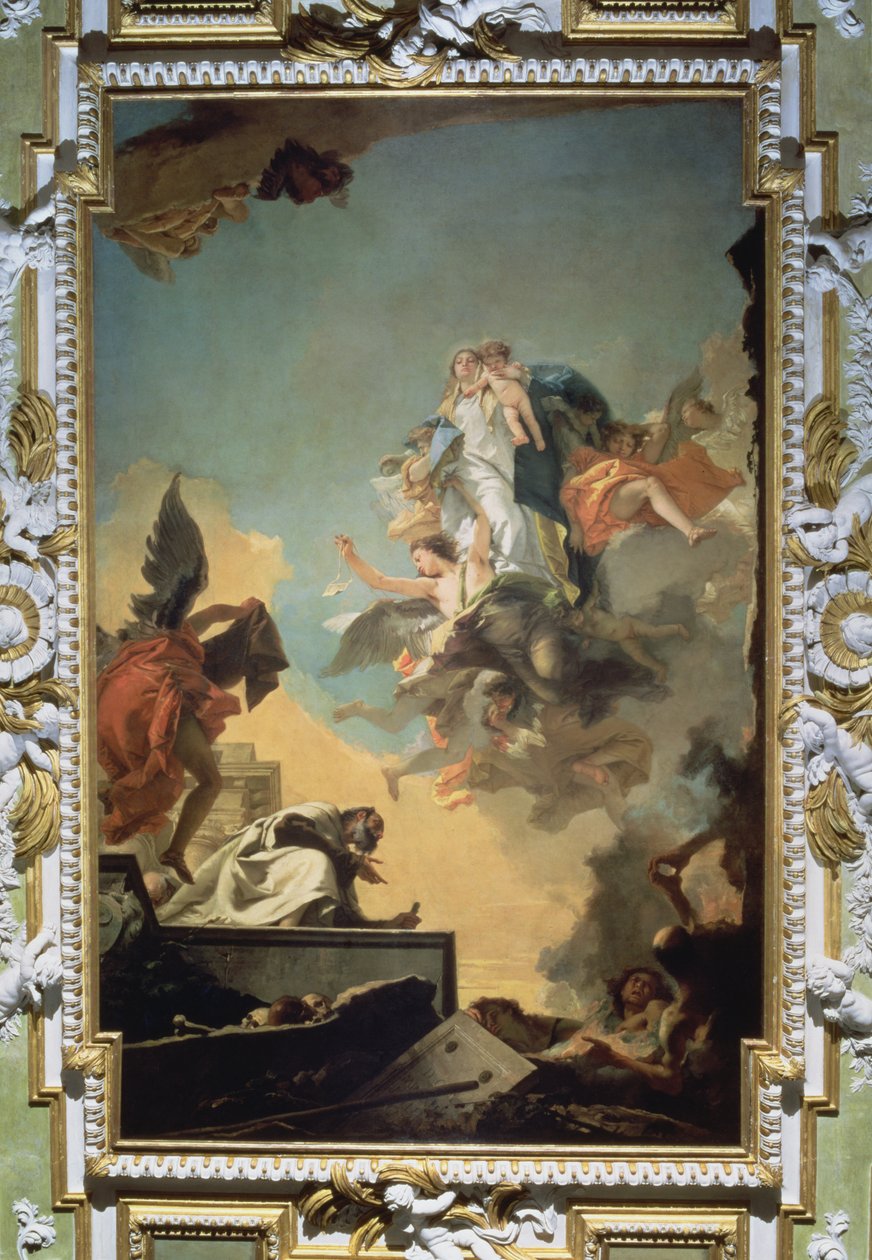 Carmel Bakiresi Skapula'yı Kutsal Simon Stock'a Veriyor, 1740'lar by Giovanni Battista Tiepolo