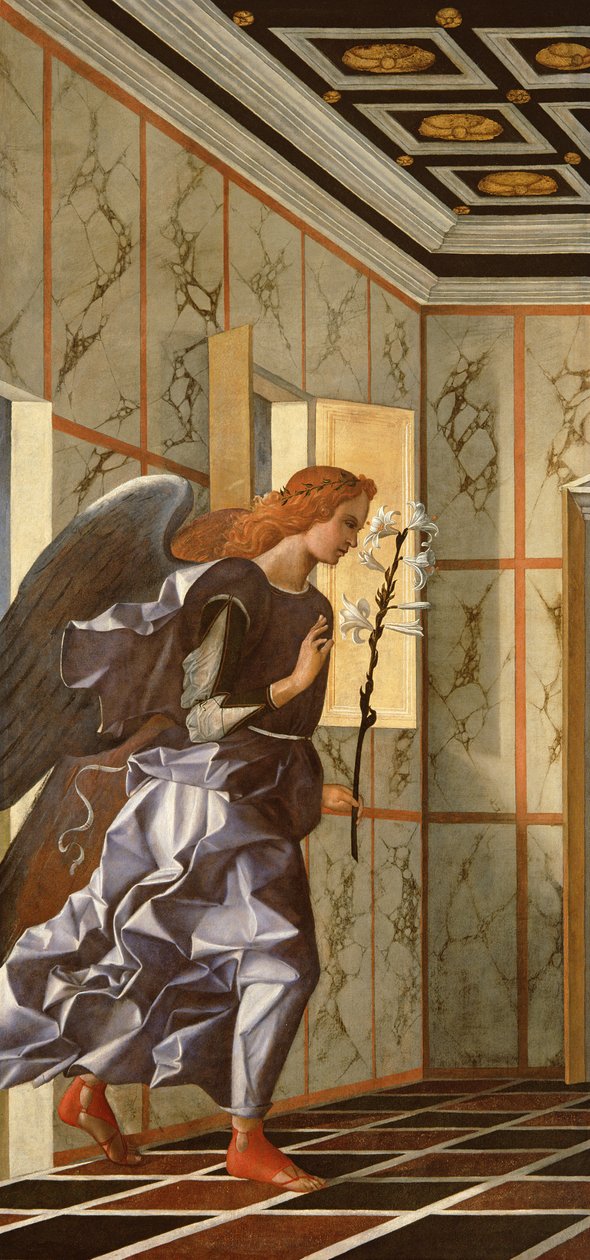 Başmelek Cebrail, Müjde diptikinden, c.1500 (1998 sonrası restorasyon) by Giovanni Bellini