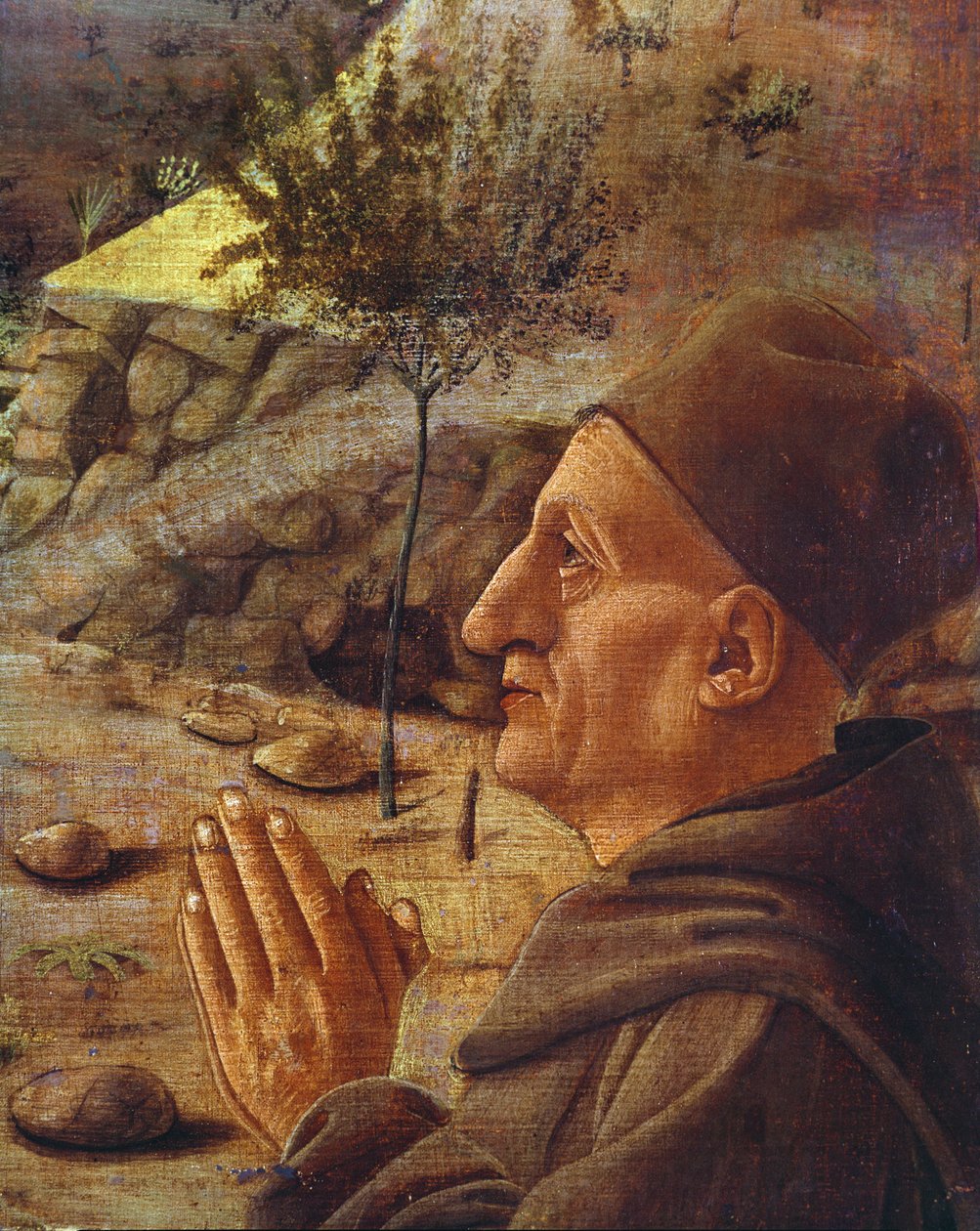 Paneldeki koruyucu yağın başının çarmıha gerilme detayı by Giovanni Bellini