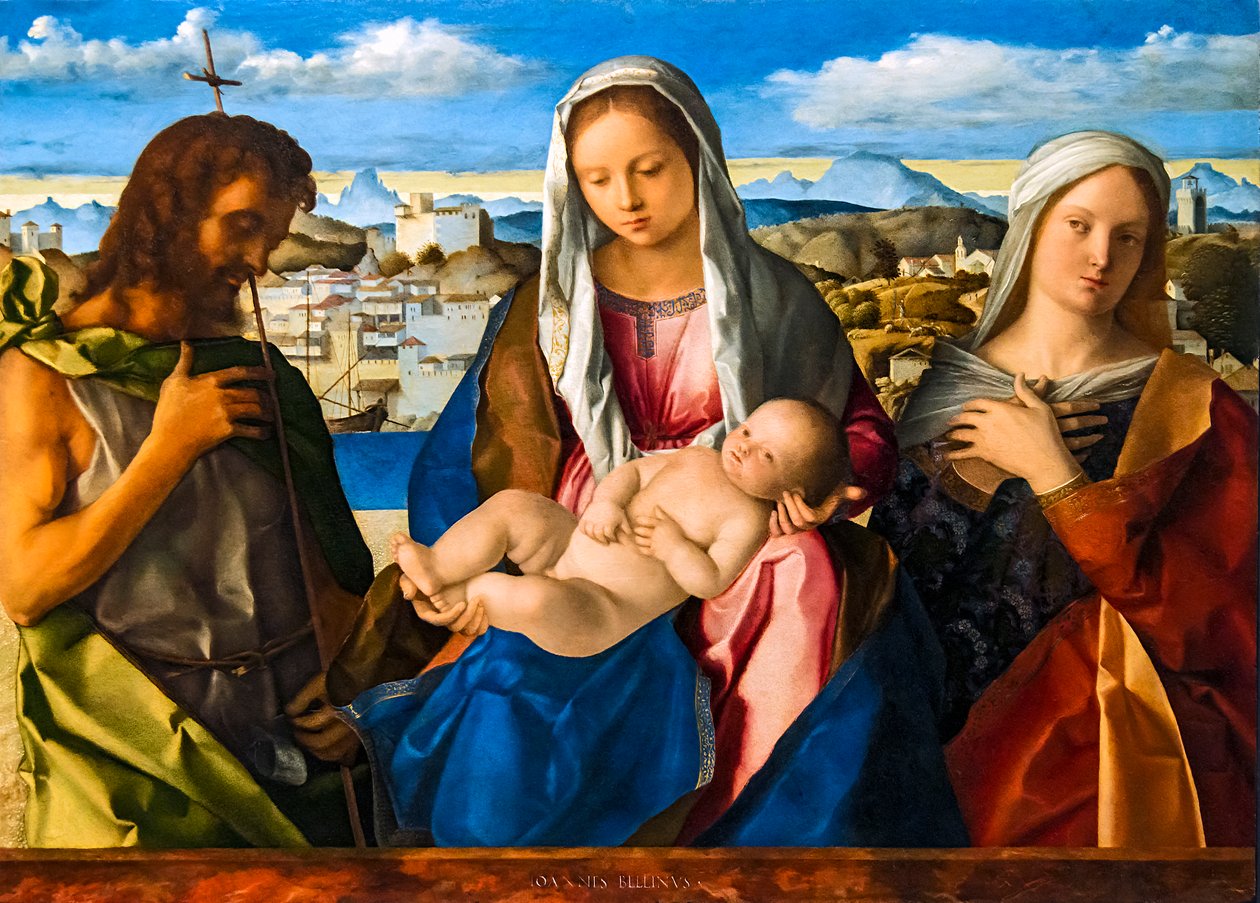 Bakire ve Çocuk s. Vaftizci Yahya ve kutsal (Kutsal Konuşma Giovannelli) by Giovanni Bellini