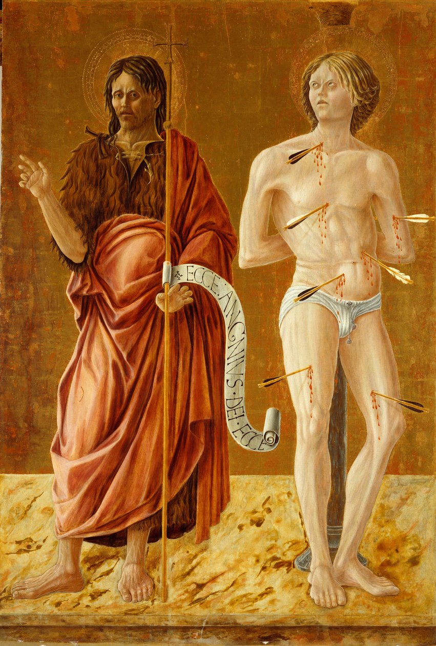 Vaftizci Yahya ve Aziz Sebastian, c.1450-70 (panelde sıcaklık) by Giovanni Boccati or Boccatto
