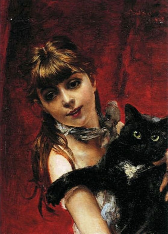 Kara Kedili Kız Deutsch: Madchen mit schwarze Katzen Polski: Kara Kedili Kız by Giovanni Boldini