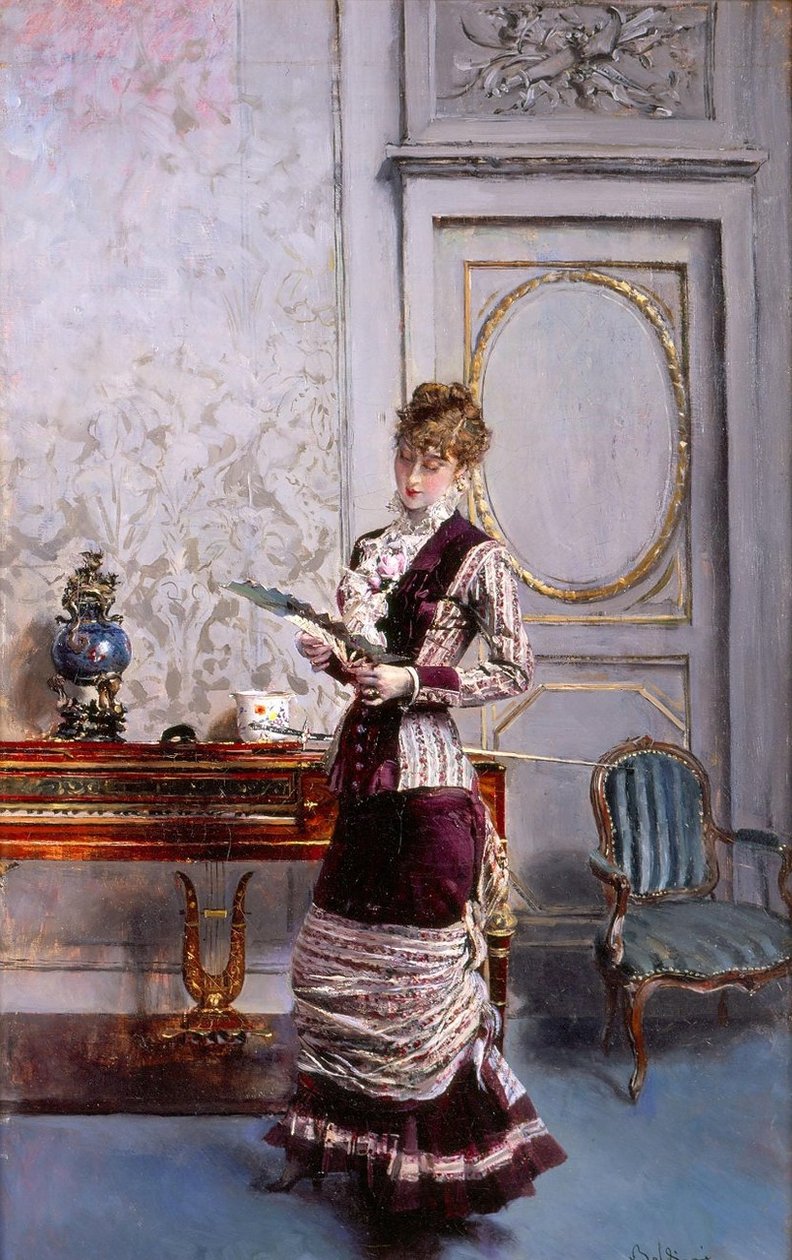 Bir Fann Polonyalısına Hayran Eden Hanım: Berthe, hayrana bakıyor Espanol: Berthe che guarda un ventaglion by Giovanni Boldini