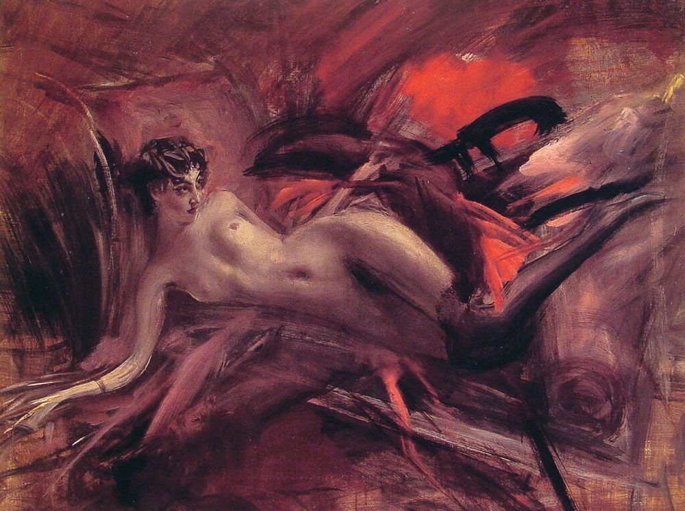 uzanmış çıplak by Giovanni Boldini