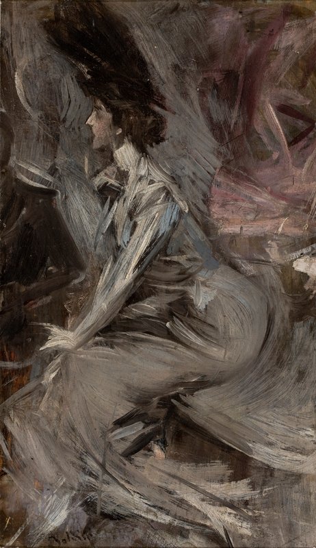 Oturan Leydi Konuşma İngilizce: Oturan Kadın Konuşma by Giovanni Boldini