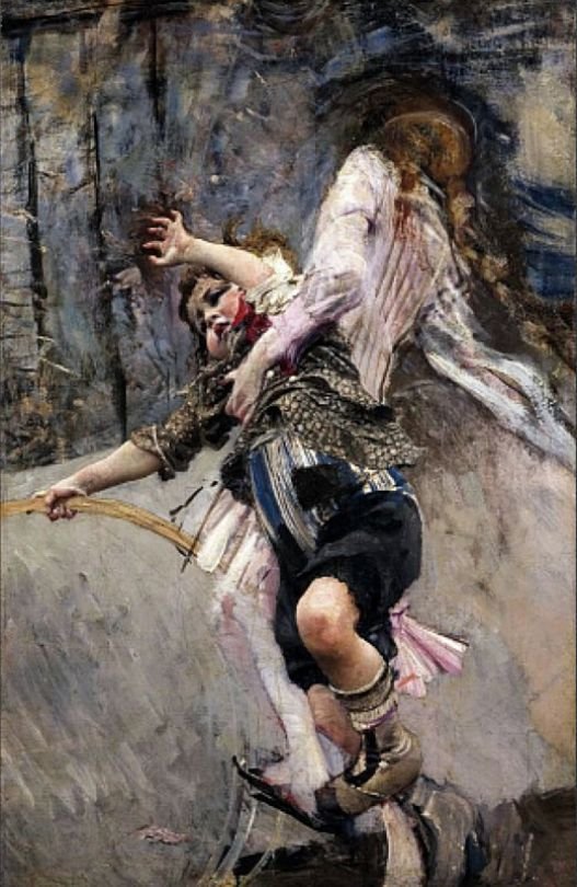 Hula Hoop Olan Çocuk Polski: Chlopiec z hula hoopen Almanca: Junge mit Hula-Hoof Reifenn by Giovanni Boldini