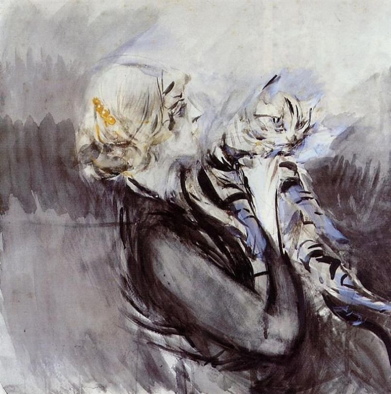 Kedili Kadın Deutsch: Frau mit Katzen Polski: Kedili Kadın by Giovanni Boldini