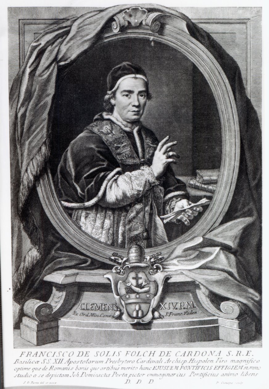 Domencio Cunego tarafından oyulmuş Papa Clement XIV, by Giovanni Domenico Porta