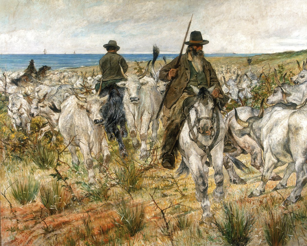 Bataklık sürüleri, 1893 by Giovanni Fattori
