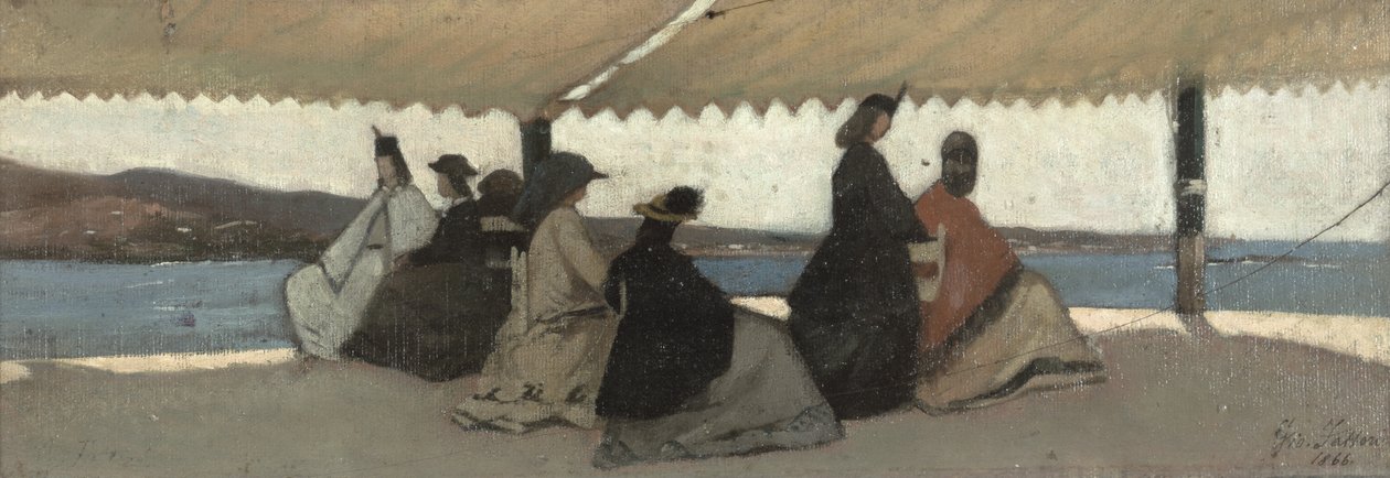 The Rotunda at Palmieri, 1866  by Giovanni Fattori