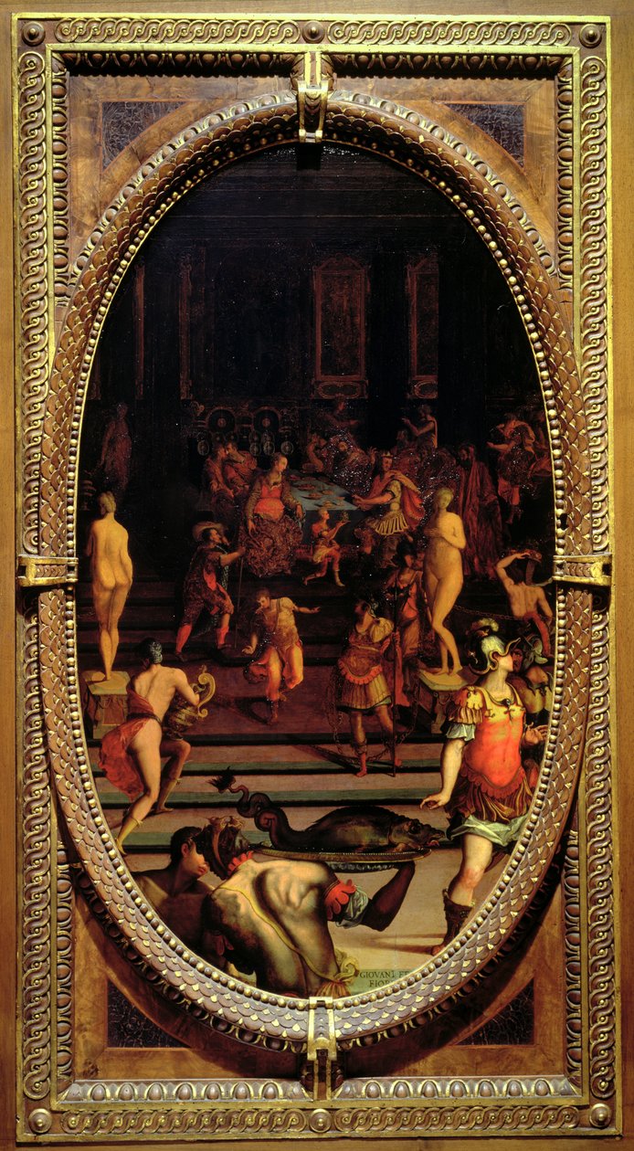 Polycrates Yüzüğü, 1572 (arduvaz üzerine yağlı boya) by Giovanni Fedini