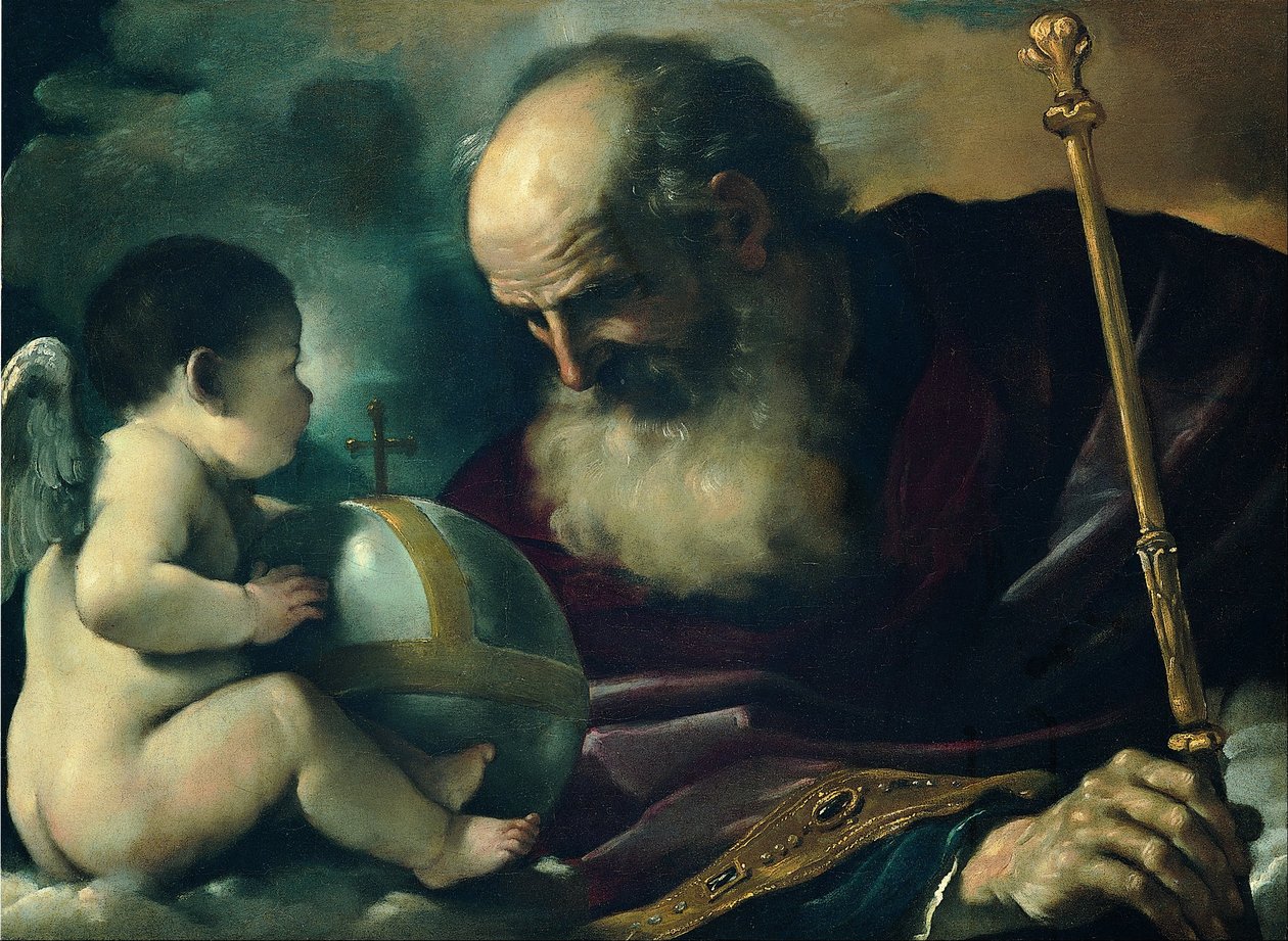 Tanrı Baba ve Melek by Giovanni Francesco Barbieri