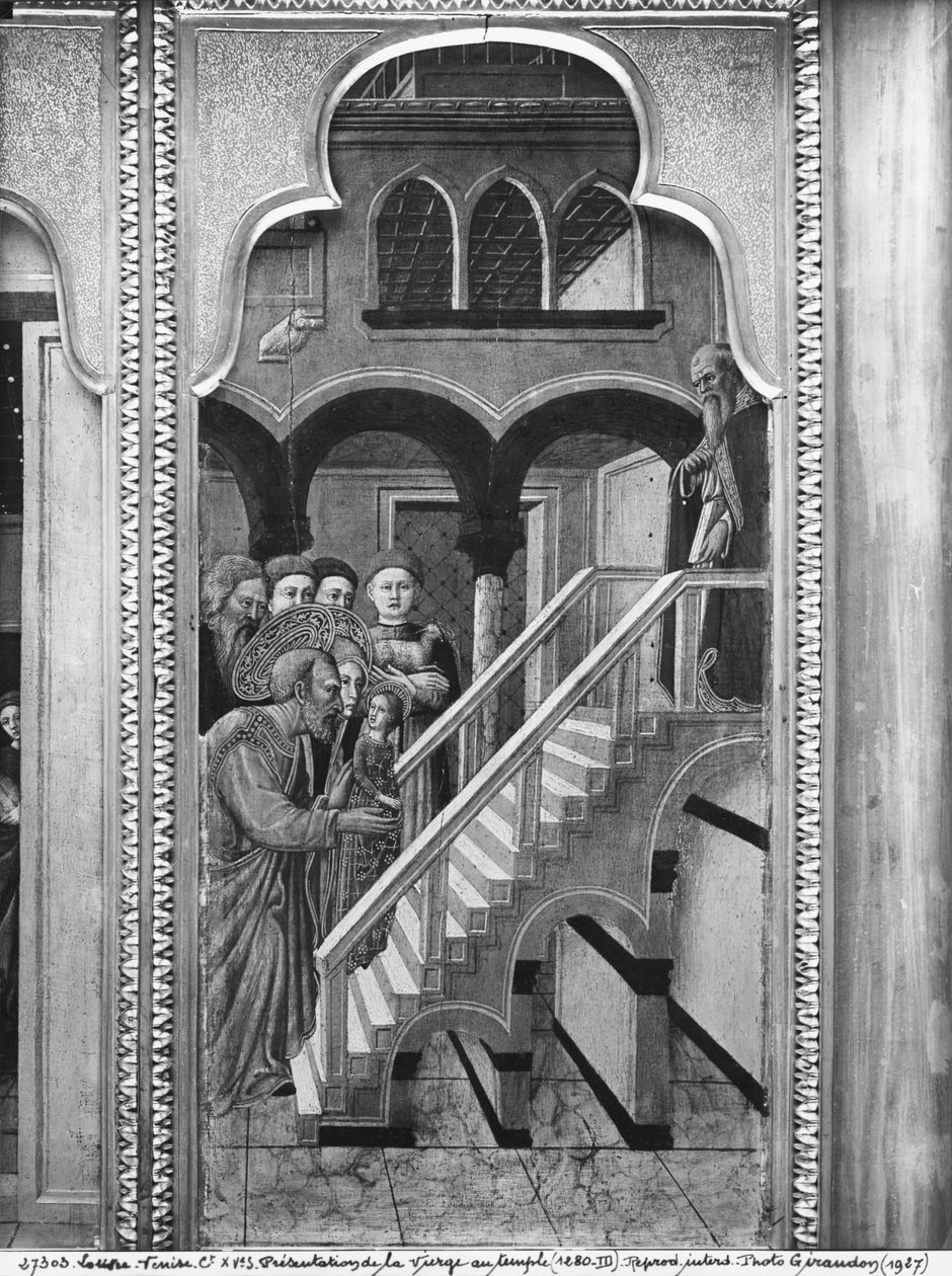 Cycle of the Life of the Virgin, Presentation of the Virgin at the Temple, c.1445 (oil on poplar panel)  by Giovanni Francesco da Rimini