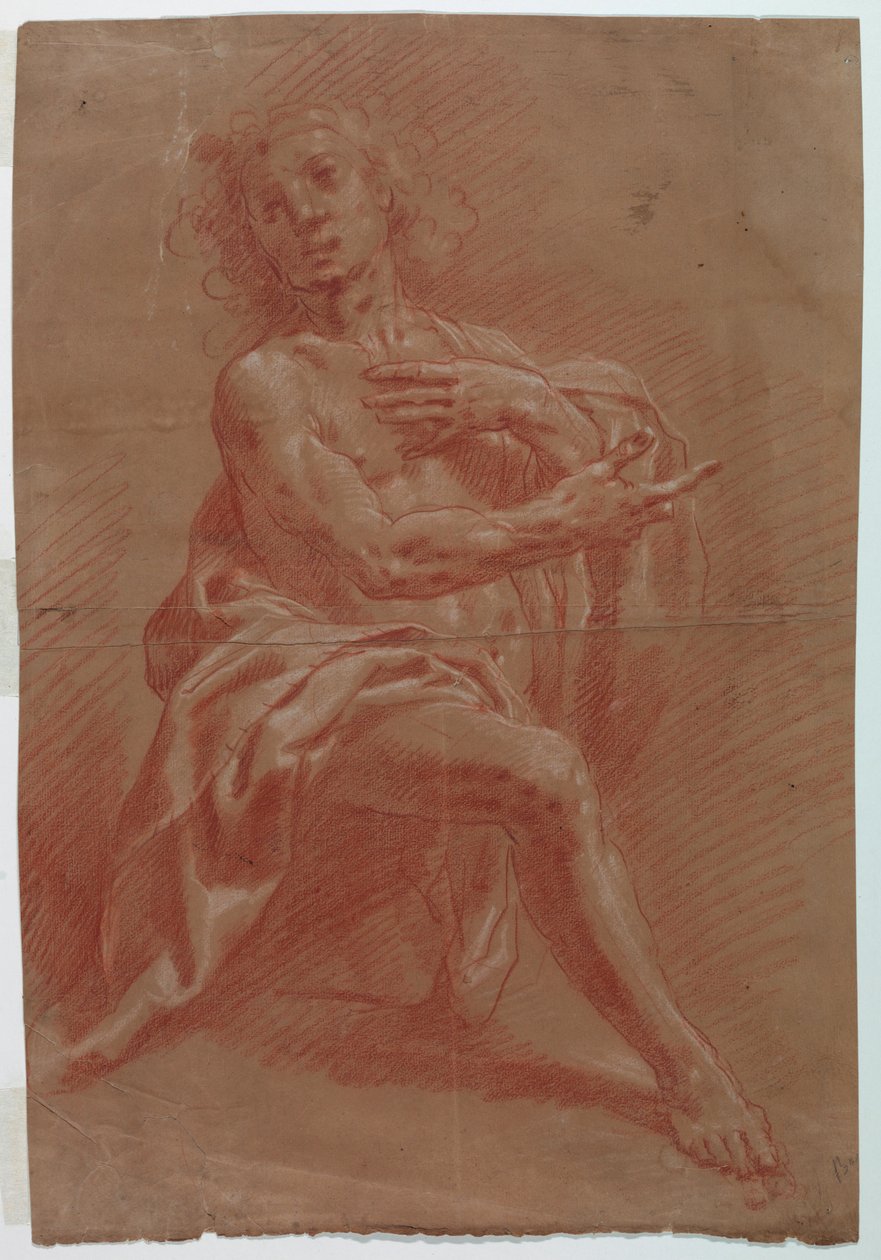 Çobanların Hayranlığı İçin Diz çöken Adam by Giovanni Giacomo Barbelli