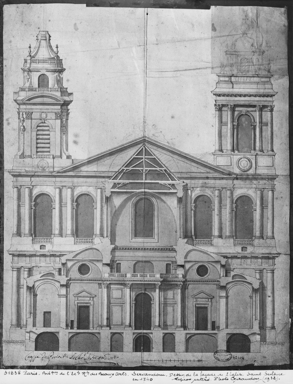 Saint-Sulpice Kilisesi, cephenin yüksekliği, Paris, 1740 by Giovanni Niccolo Servandoni