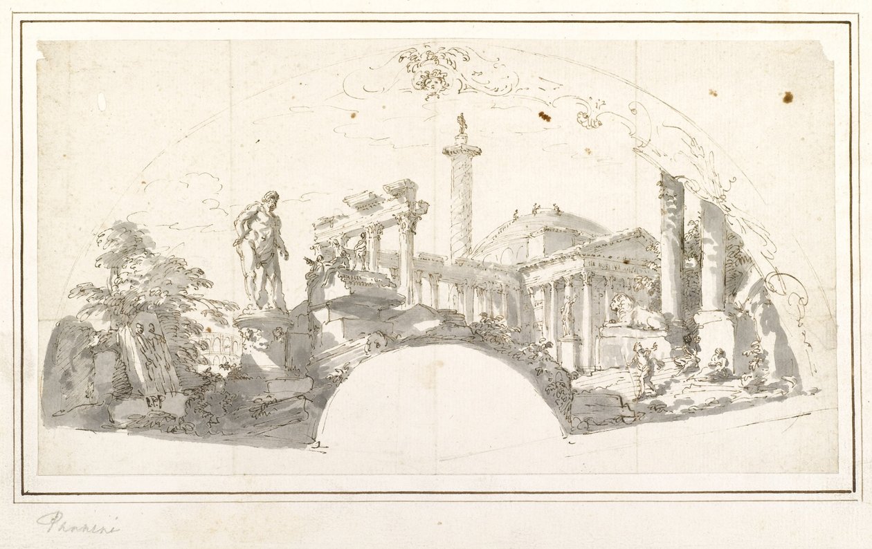 Bir Hayran için Tasarım- Roma Harabeleri ve Farnese Herkülü ile Capriccio by Giovanni Paolo Pannini
