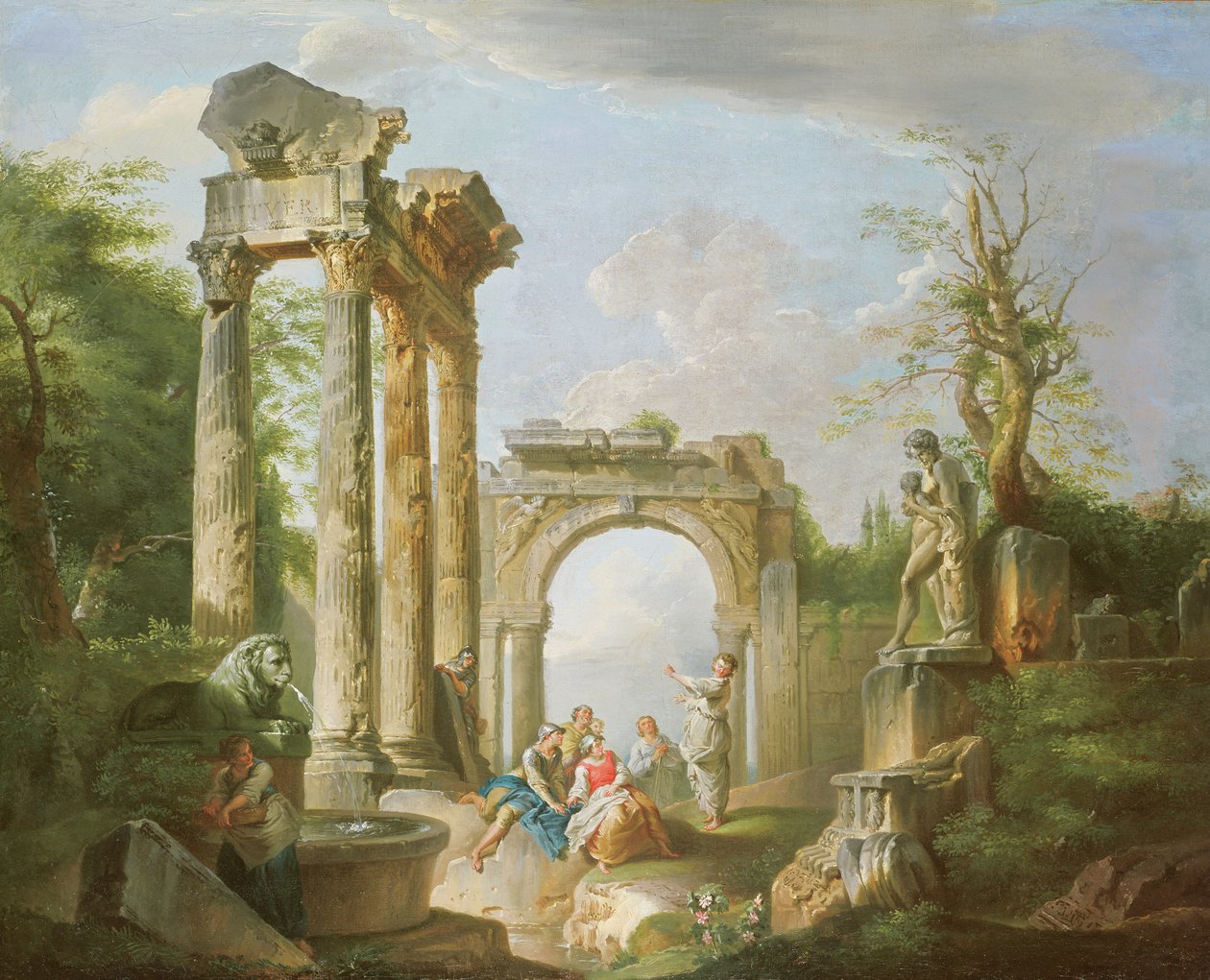 Arcadian Sahnesi, 18. yüzyıl by Giovanni Paolo Pannini