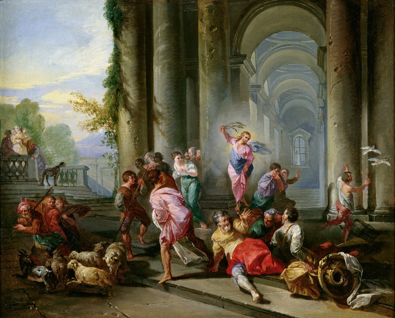 Mesih Tüccarları Tapınaktan Sürerken, c.1720-30 by Giovanni Paolo Pannini