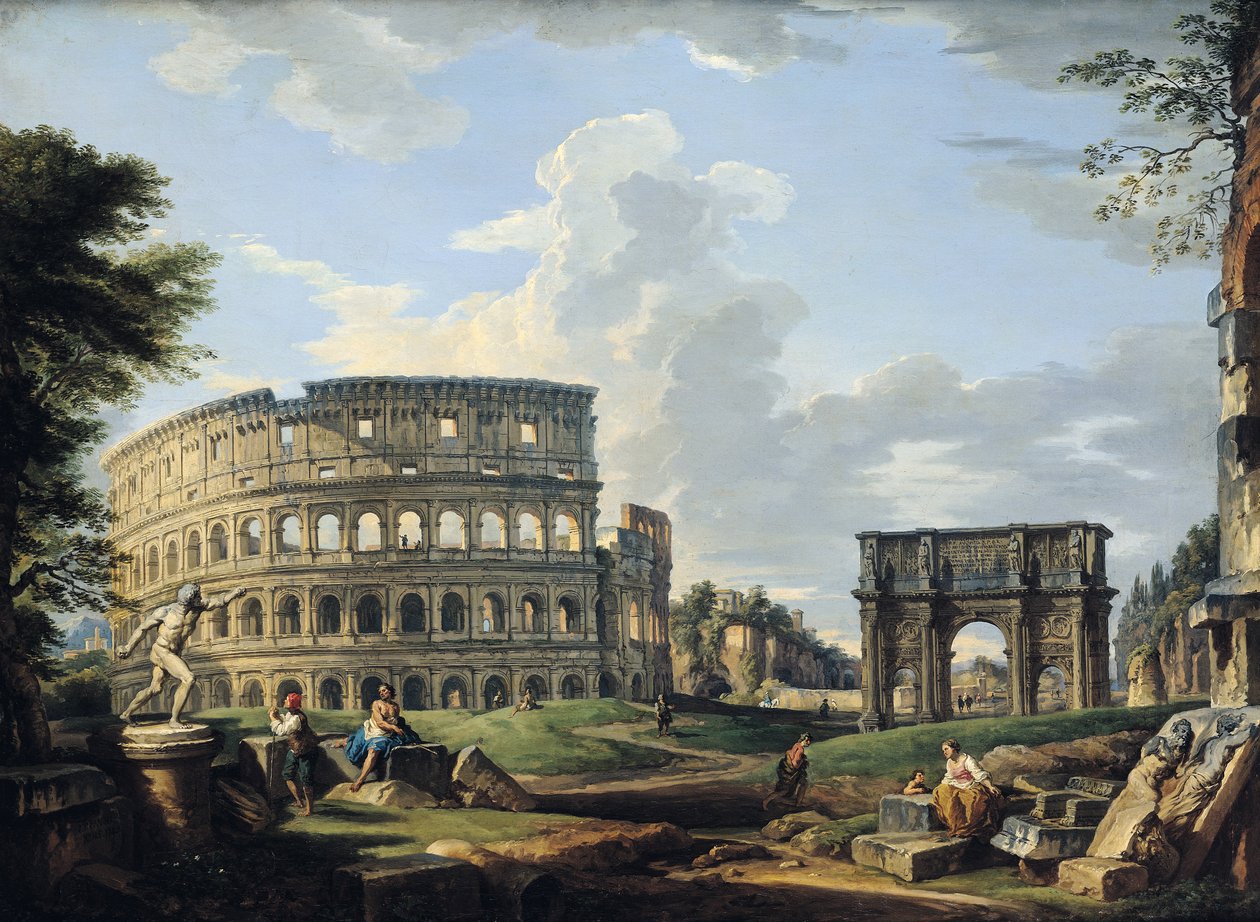 Kolezyum ve Konstantin Kemeri by Giovanni Paolo Pannini