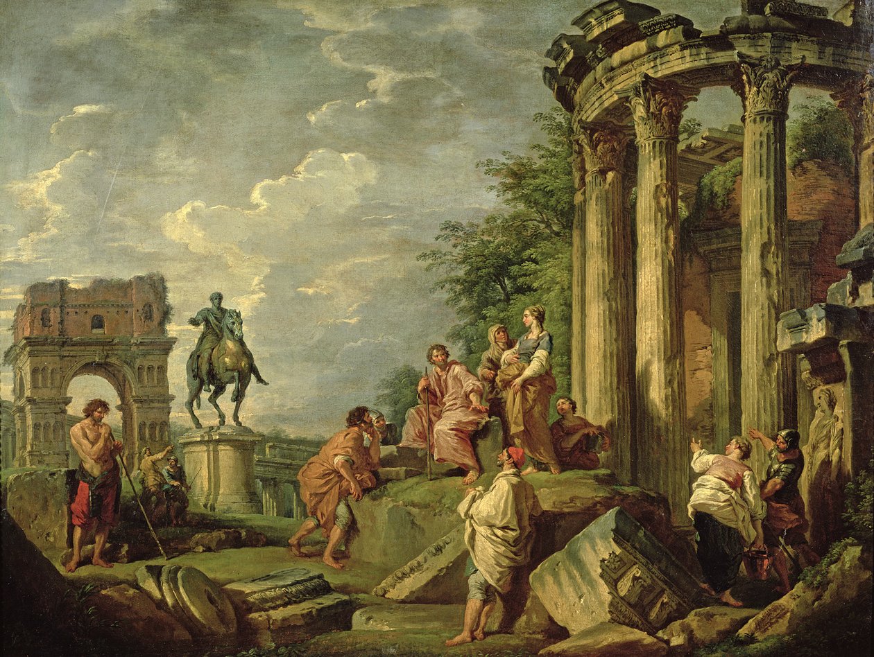 Roma Harabeleri Arasında Köylüler, 1743 by Giovanni Paolo Pannini