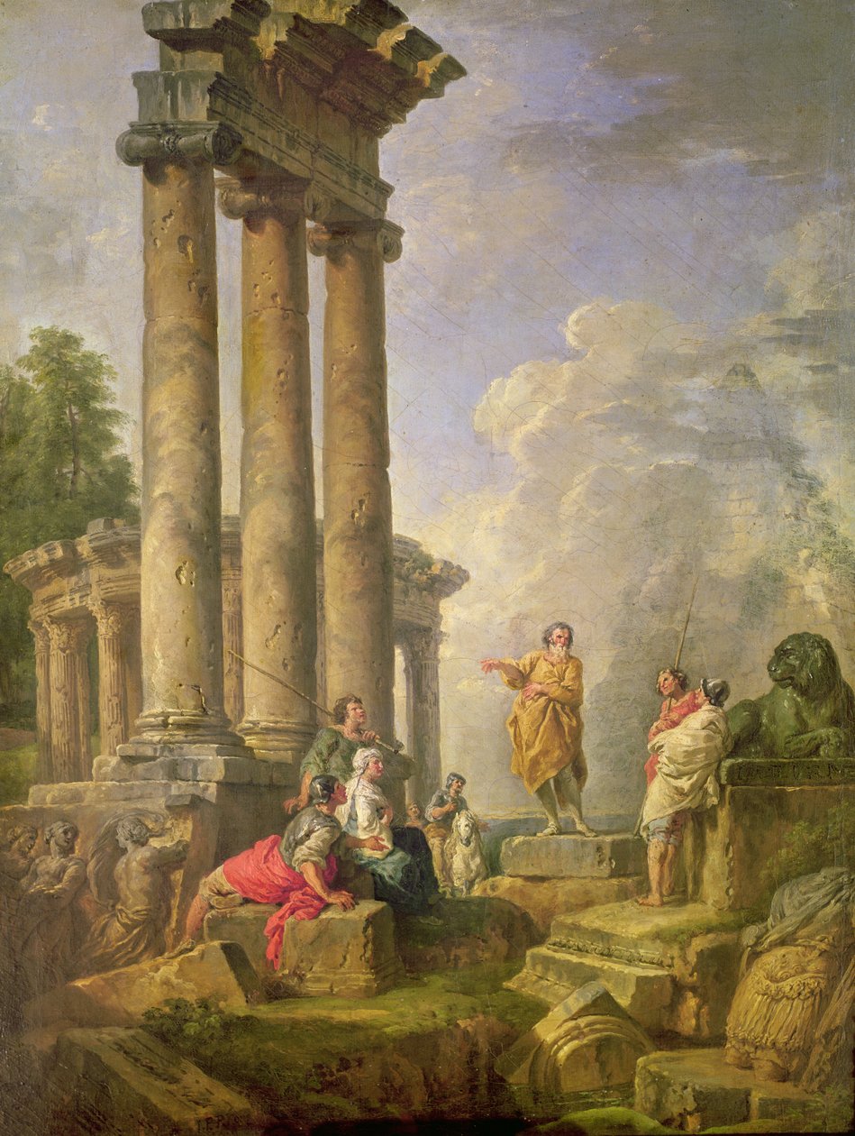 Ruins with Saint Paul preaching, 1735  by Giovanni Paolo Pannini