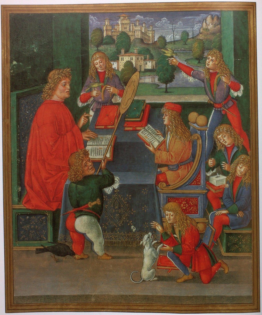 Massimiliano Sforza, öğretmeni Gian Antonio Secco ile öğrenciyken by Giovanni Pietro da Birago