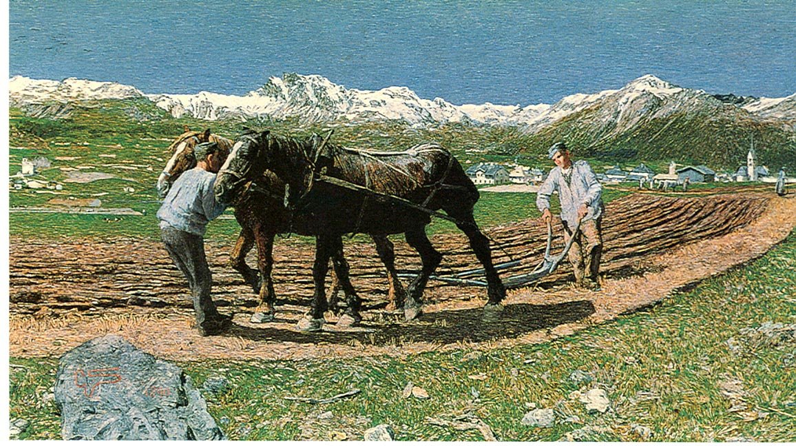  Das Pflugen  by Giovanni Segantini