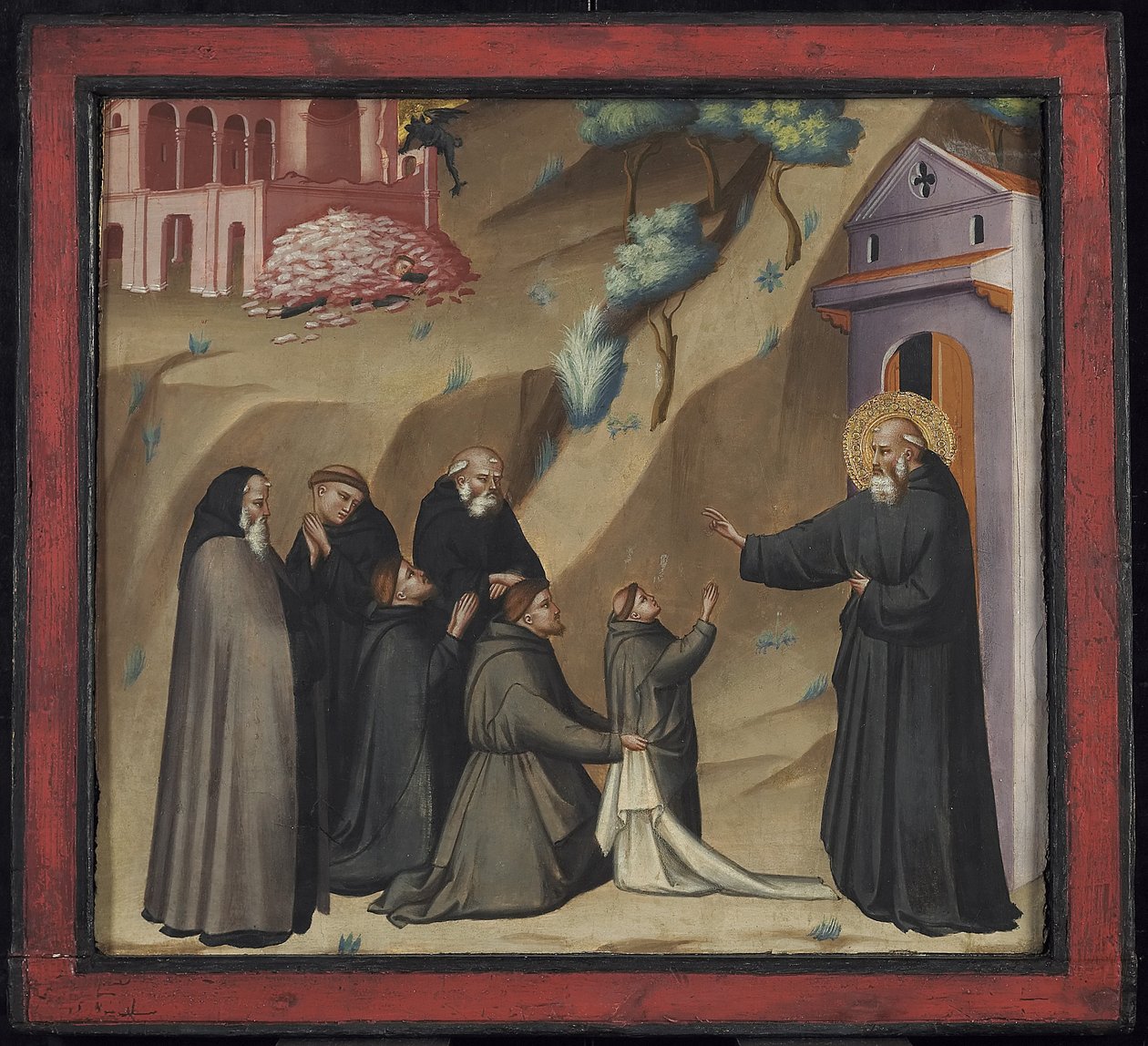Aziz Benedict Genç Bir Keşişin Hayatını Geri Getiriyor, 14. yüzyılın sonları (panelde tempera ve altın varak) by Giovanni di Niccolo del Biondo