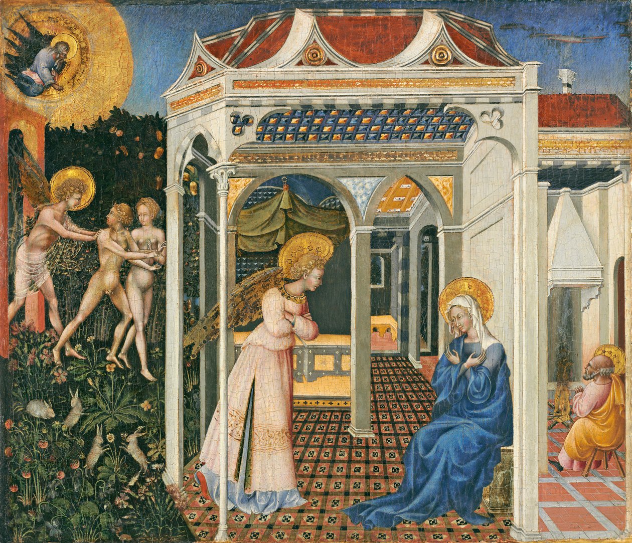 Müjde ve Cennetten Çıkarılma, c. 1435 (panelde sıcaklık) by Giovanni di Paolo