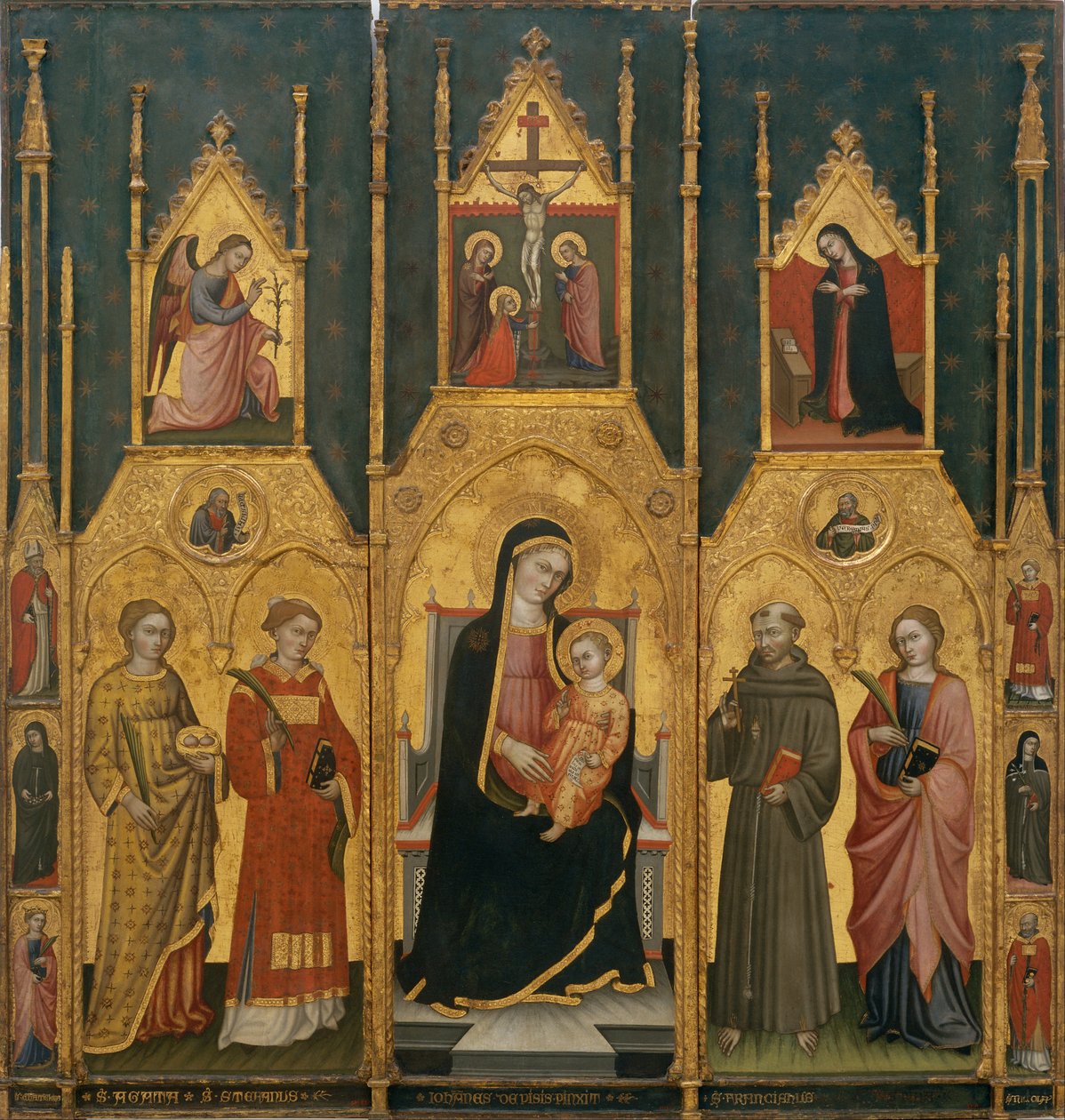 Azizler Agatha, Stephen, Francis ve Şehit Aziz ile Bakire Altarpiece by Giovanni di Pietro da Pisa