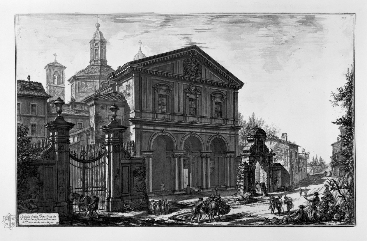 Via Appia üzerinde, Roma surlarının dışında San Sebastiano Bazilikası
