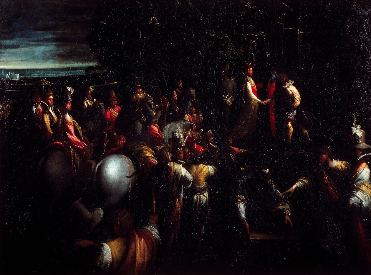 Giovanni Andrea Donducci'nin Mastelletta (1575-1655) olarak bilinen fablından bir sahne, tuval üzerine yağlı boya by Giovanni (1575 1655) Donducci