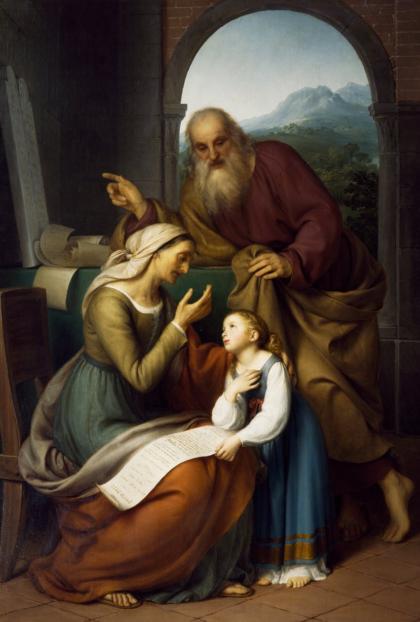 Bakire'nin Eğitimi, Giovanni Carnovali olarak bilinen Il Piccio (1804-1873), tuval üzerine yağlıboya, 205x140 cm. Aziz Bartholomew Bölge Kilisesi, Almenno San Bartolomeo. İtalya by Giovanni Carnovali