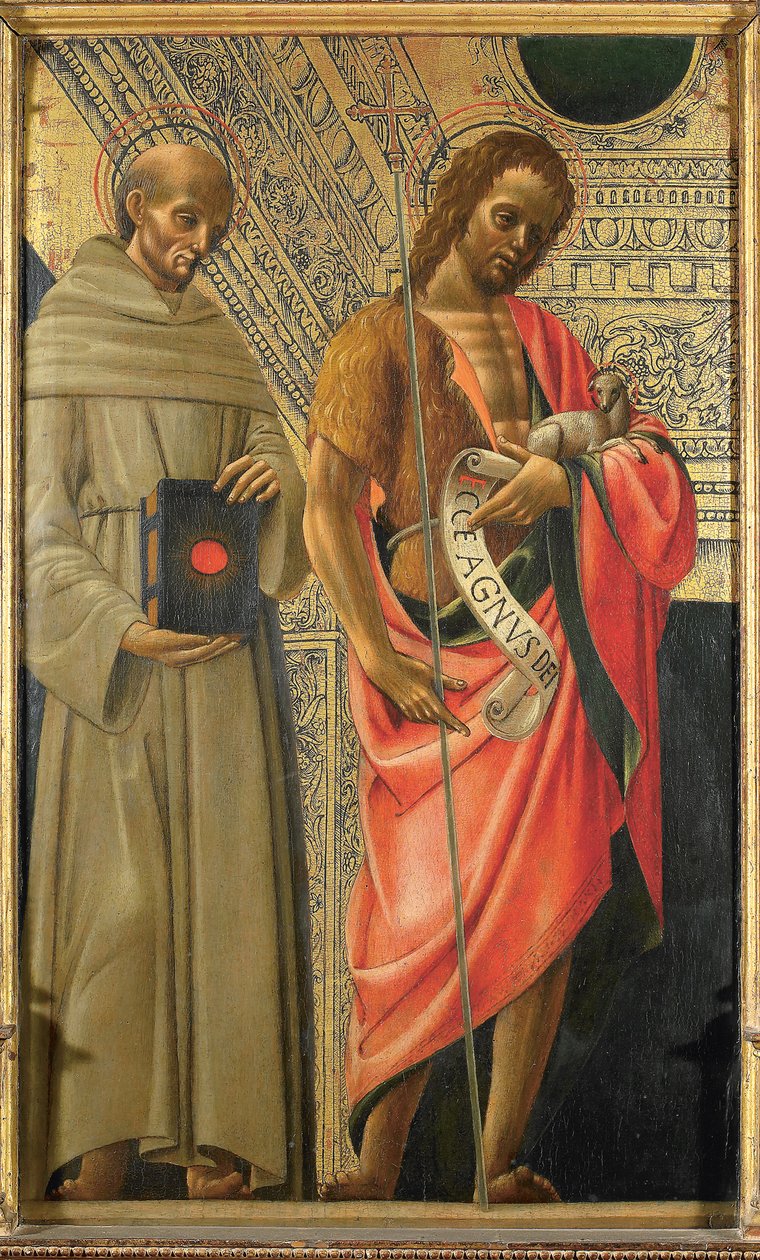 Sienalı Aziz Bernardino ve Vaftizci Yahya, yaklaşık 1485-1490. by Giovanni Ambrogio Bevilacqua
