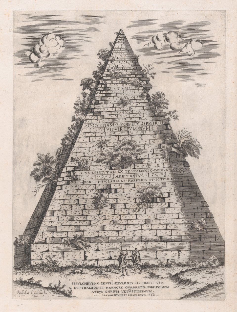Roma ihtişamının aynası: Caius Cestius Piramidi, 1582., 1582 by Giovanni Ambrogio Brambilla