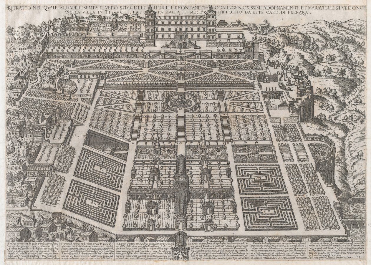 Roma Görkeminin Aynası: Tivoli Sarayı ve Bahçeleri, 1581., 1581 by Giovanni Ambrogio Brambilla.