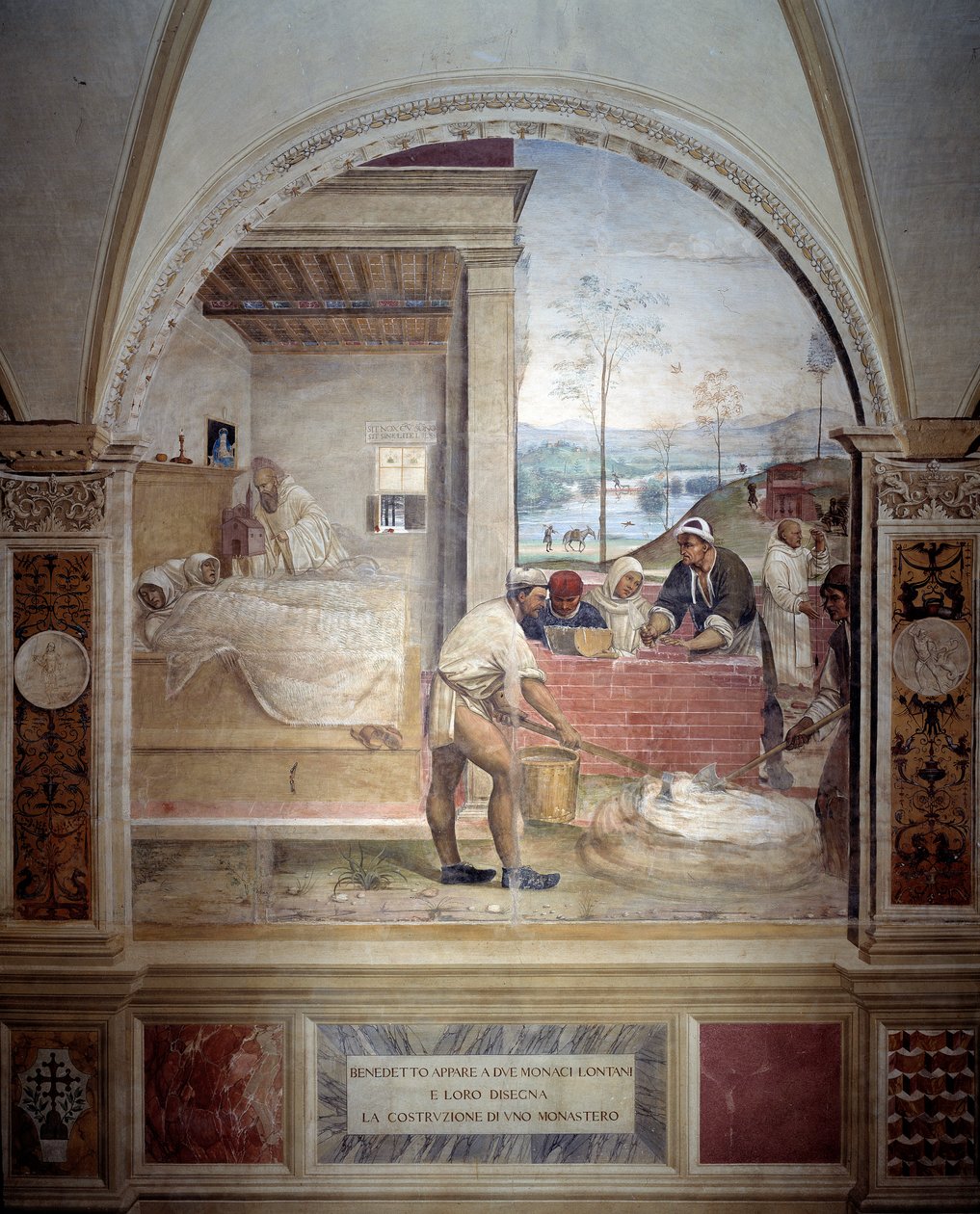 Benedict iki rahibe görünür ve onlara Benedictine Tarikatı 1503