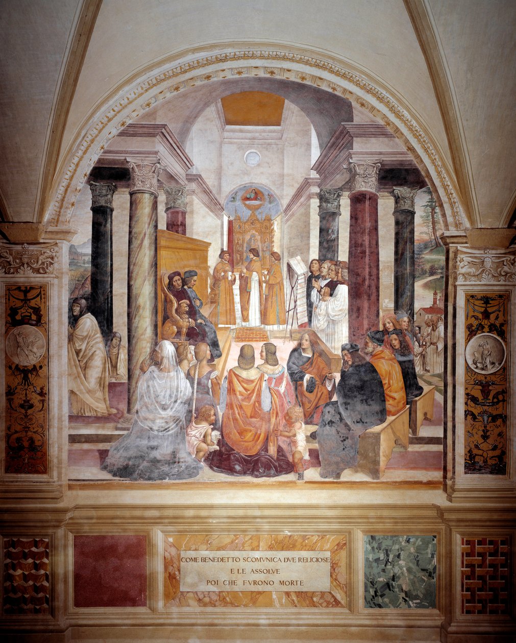 Benedict iki rahibeyi aforoz etti ve ölümlerinden sonra onları beraat ettirdi, Antonio Bazzi dit il Sodoma (1477 - 1549) tarafından Benedictine Order 1503 - 1508 Ab