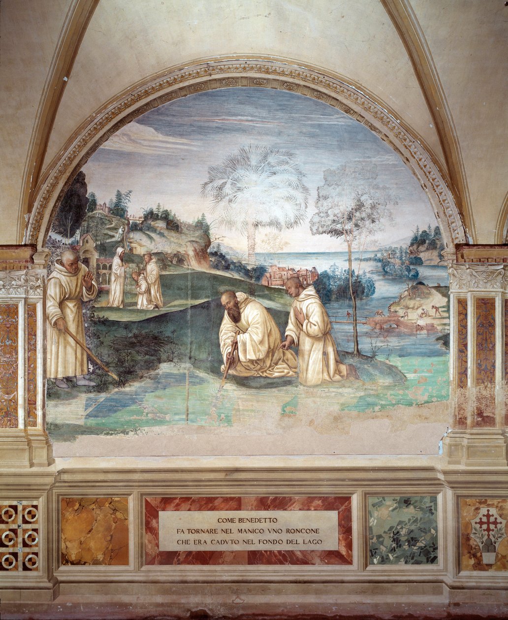 Benedict bir orak alır ve Giovan Antonio Bazzi di Sodoma (1477-1549) tarafından Benedictine Order