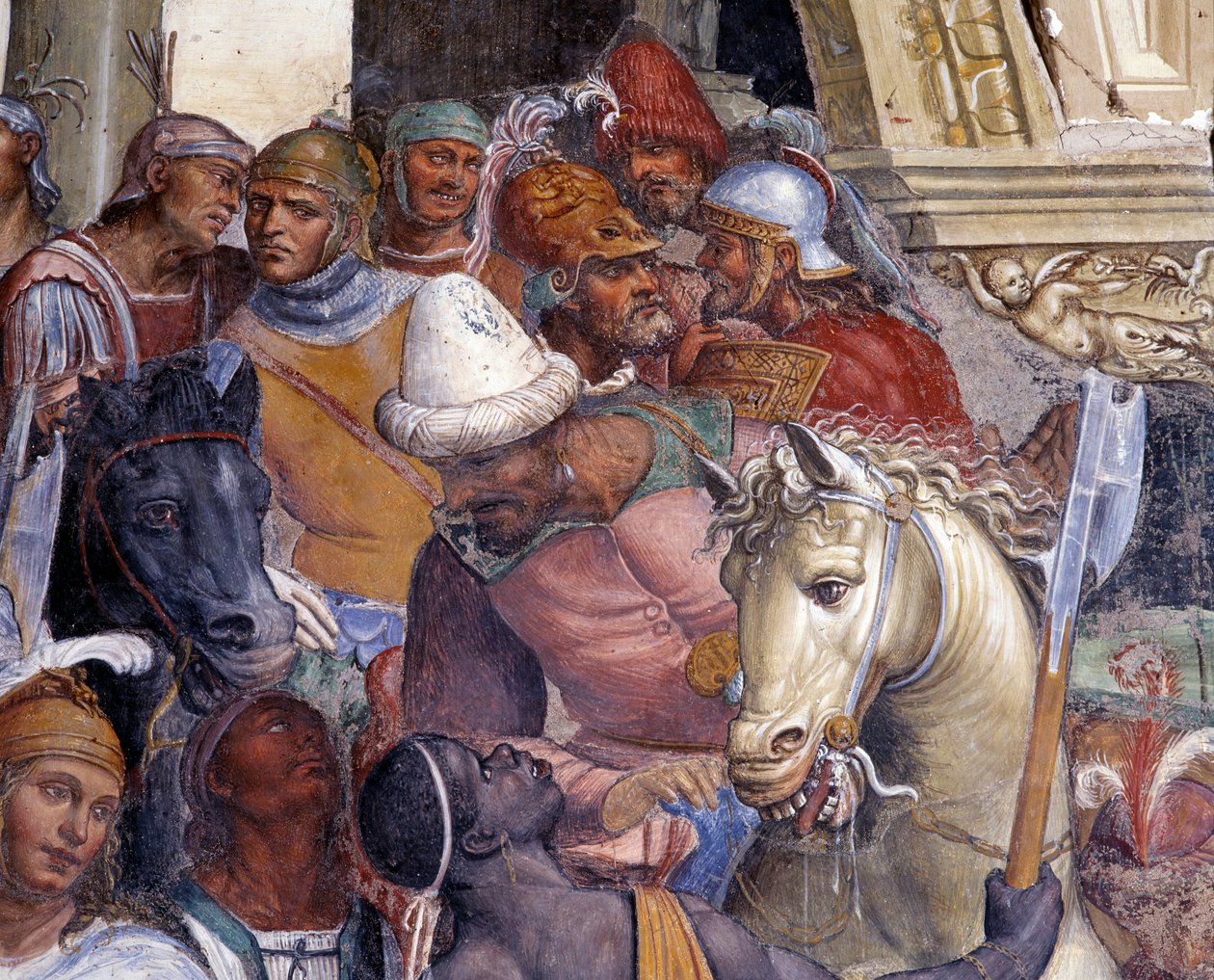 Yorum Benedict iki genç Romalı Maur ve Placid ile tanışır (St Benedict genç roman Maurus ve Placid ile tanışır) Antonio Bazzi dit il Sodoma (1477 - 1549) tarafından Nursie