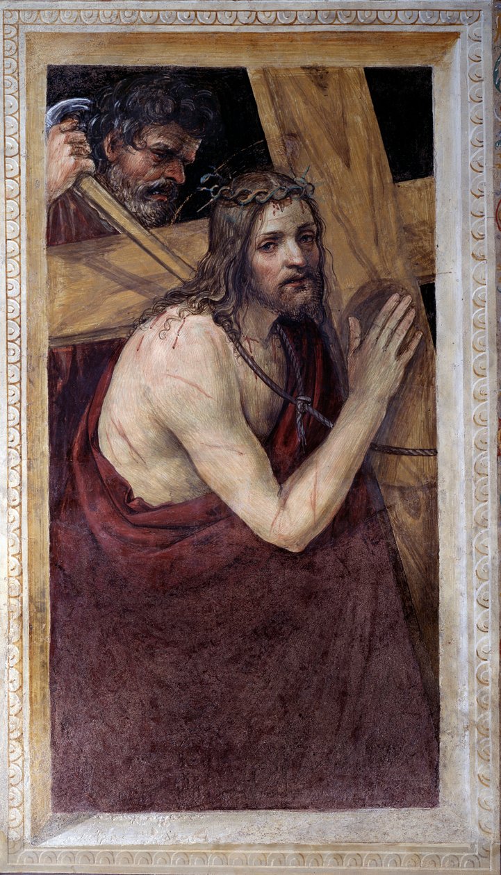 İsa çarmıhını taşıyor (Fresco by Giovanni Antonio Bazzi Sodoma