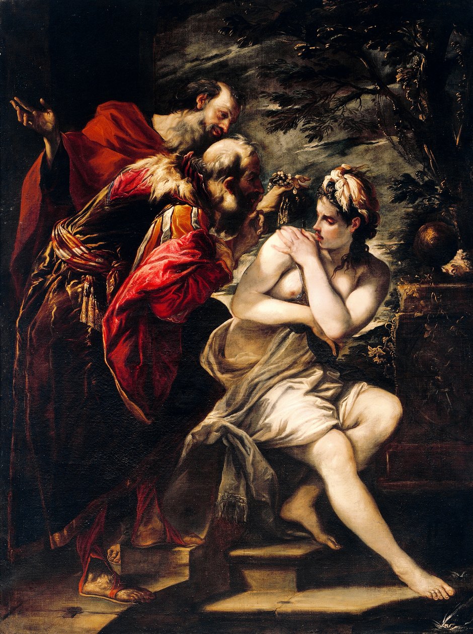 Susanna ve Yaşlılar, Giovanni Antonio Burrini (1656-1727), tuval üzerine yağlı boya by Giovanni Antonio Burrini or Burino